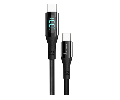 Kabel ExtraLink Smart Life Braided USB-C z wyświetlaczem LED 100W, 2m Czarny